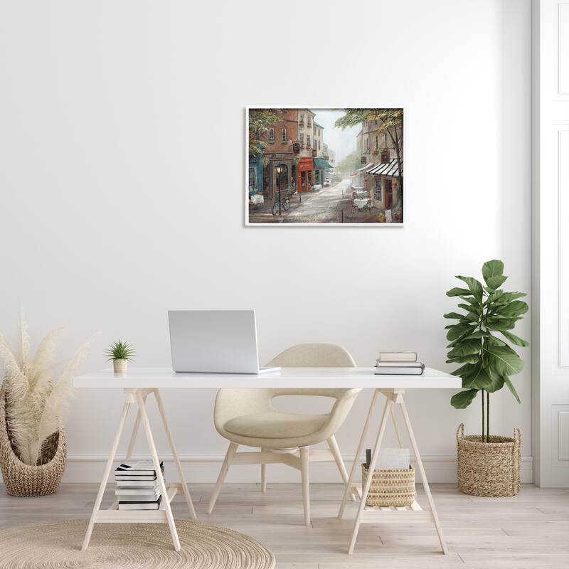 Stupell Classic European Urban Street Vintage Bistro Architecture Framed Wall Art