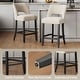 preview thumbnail 48 of 59, Upholstered Counter Height Bar Stools with wood legs for Kitchen Island Dining Room