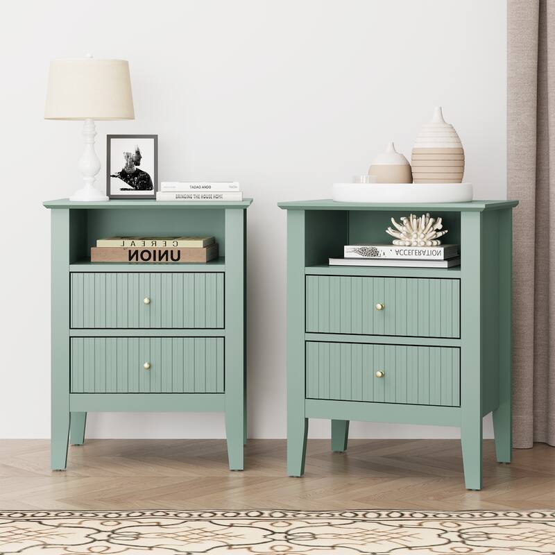 Nightstand with 2 Drawers, Set of 2