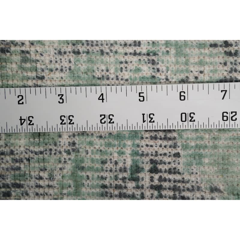 Hand Knotted Oriental Viscose Silk Carpet Modern Pictorial Green Abstract Area Rug - 7' 10'' X 5' 9''