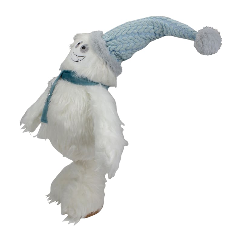 23-Inch Plush White and Blue Standing Tabletop Yeti Christmas Figure - 23"