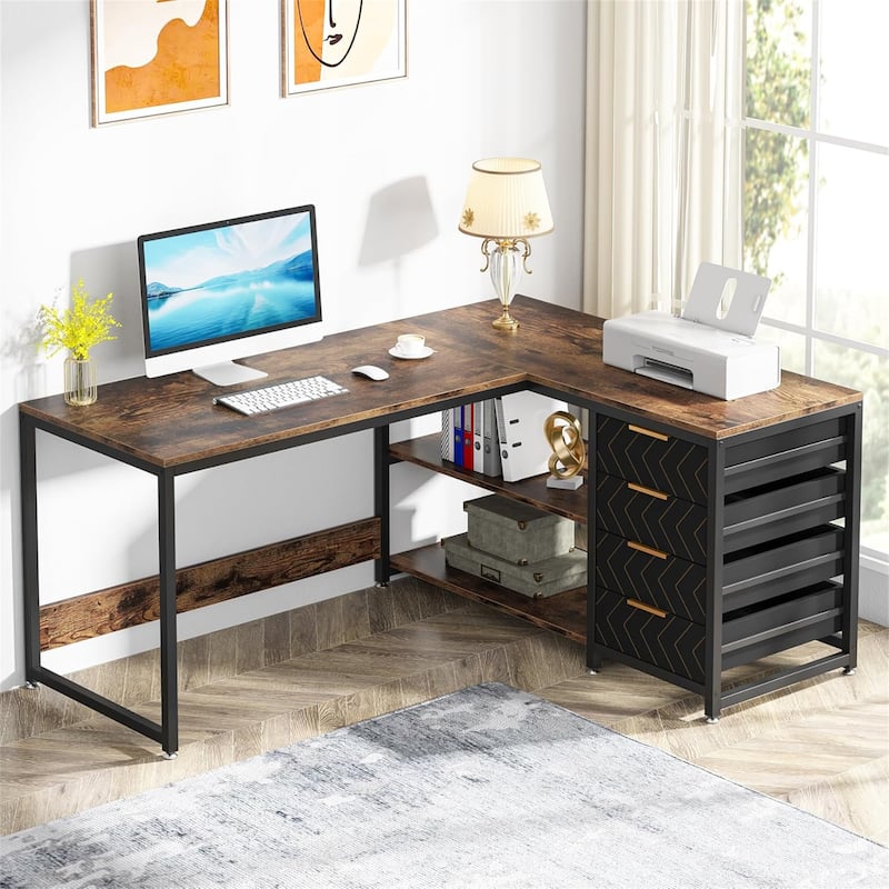 59" Industrial L-Shaped Desk