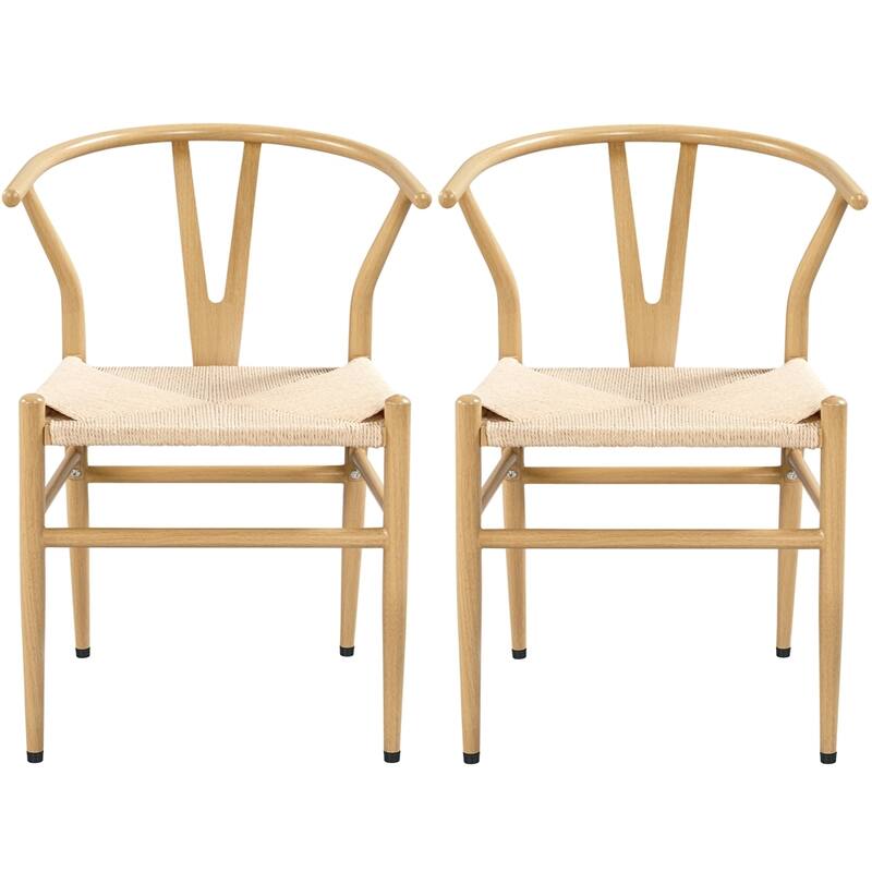Yaheetech Modern Weave Y-Shaped Dining Chair with Solid Metal Frame