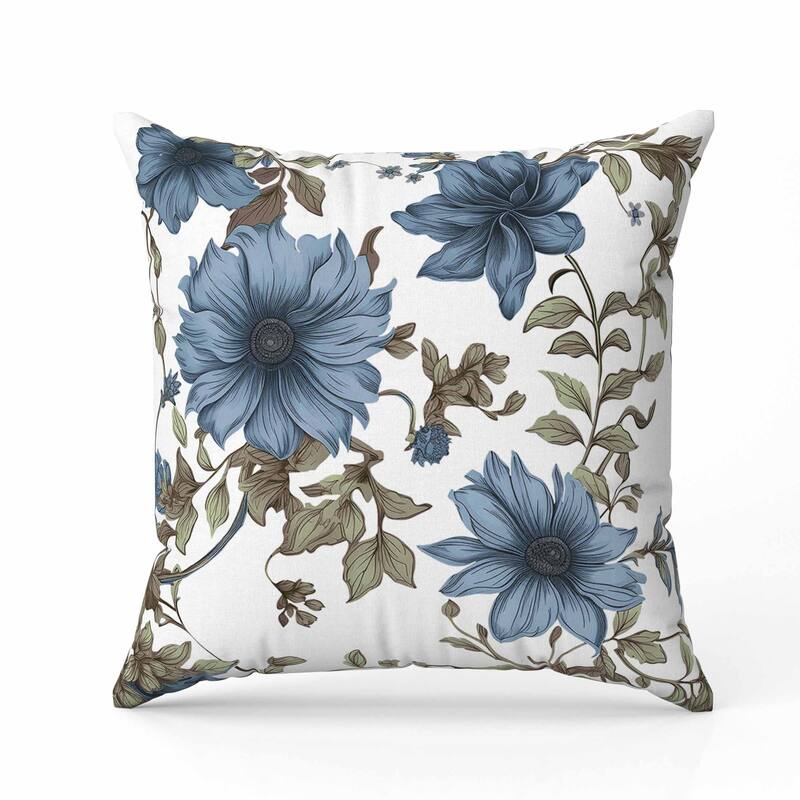 Harvest of Sunshine Indoor/Outdoor Reversible Throw Pillow Green and Blue