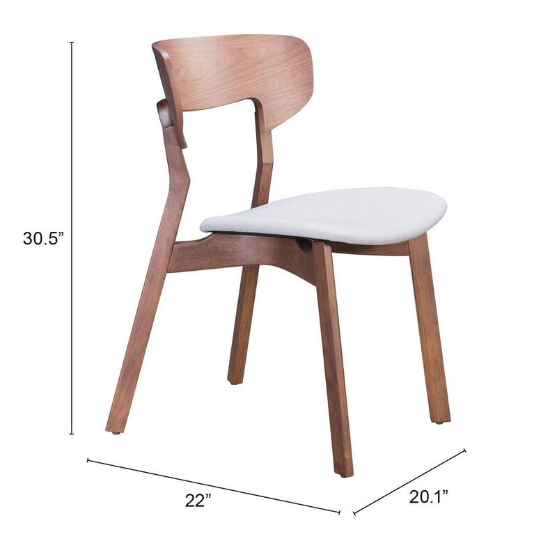 Russell Dining Chair (Set of 2) Walnut & Light Gray - Product (in) : 20.1" W x 22" D x 30.7" H