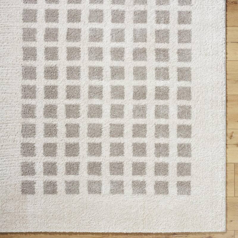Livabliss Scandinavian Fossay Shag Checkered Washable Area Rug