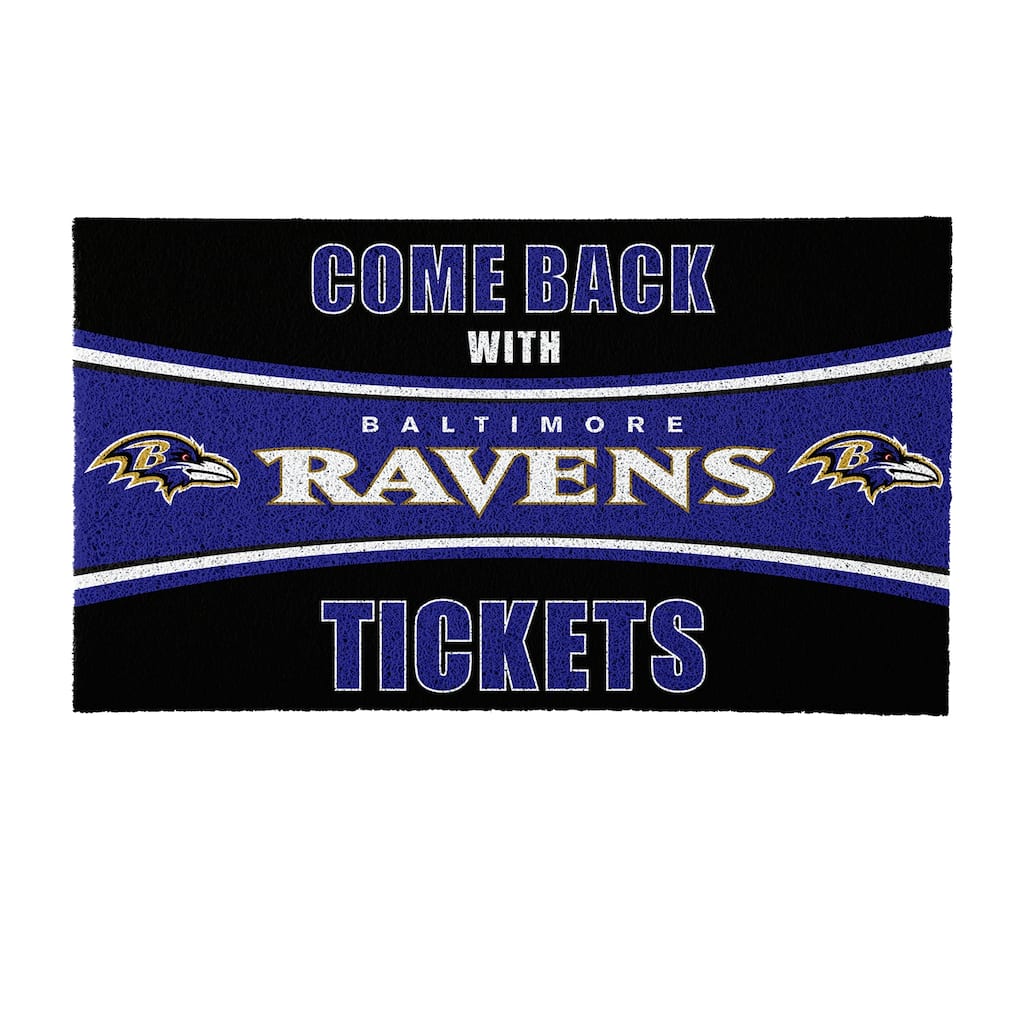 Baltimore Ravens 28 in. x 16 in. PVC "Come Back With Tickets" Trapper Door Mat