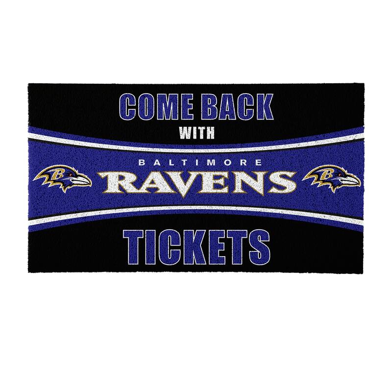 Baltimore Ravens 28 in. x 16 in. PVC "Come Back With Tickets" Trapper Door Mat