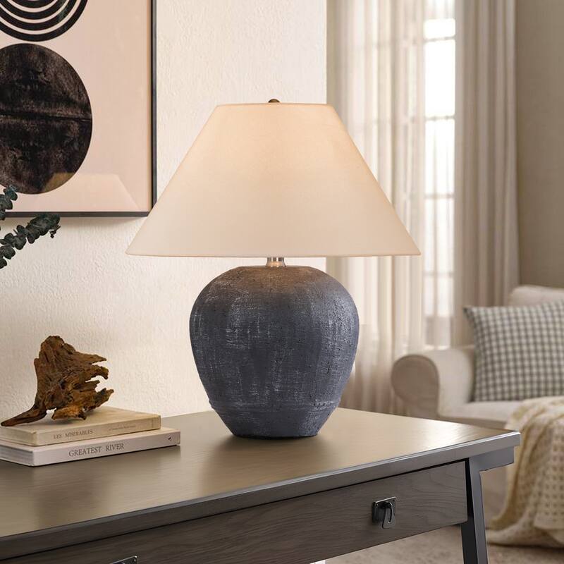 Modern Ceramic Table Lamp with Cone Linen Shade