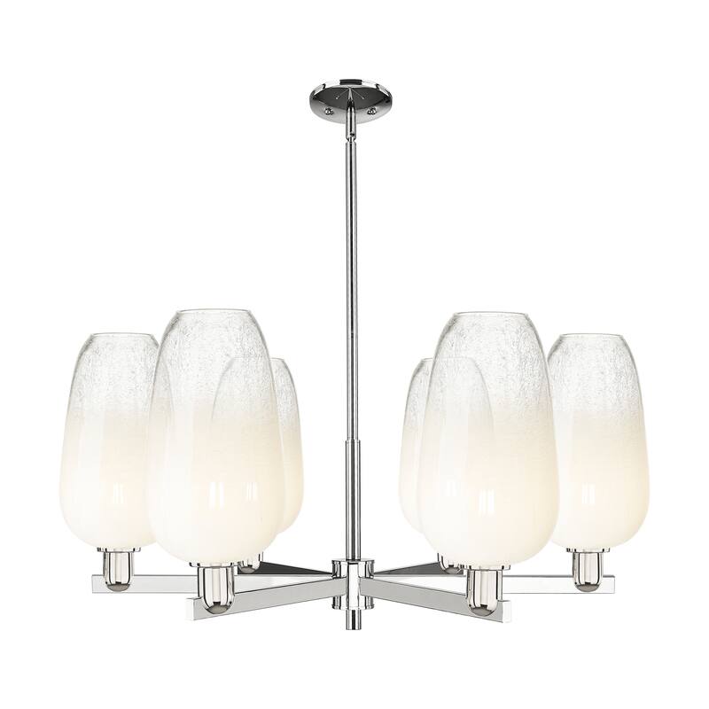 Innovations Lighting Downtown Urban - Brookhaven Flute - 6 Light 24" Stem Hung Chandelier - Polished Nickel/Opal