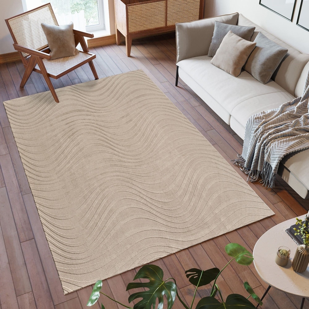 Gertmenian Vida Lomira Soft Polyester High-Low Carved Non-Slip Shag Indoor Area Rug