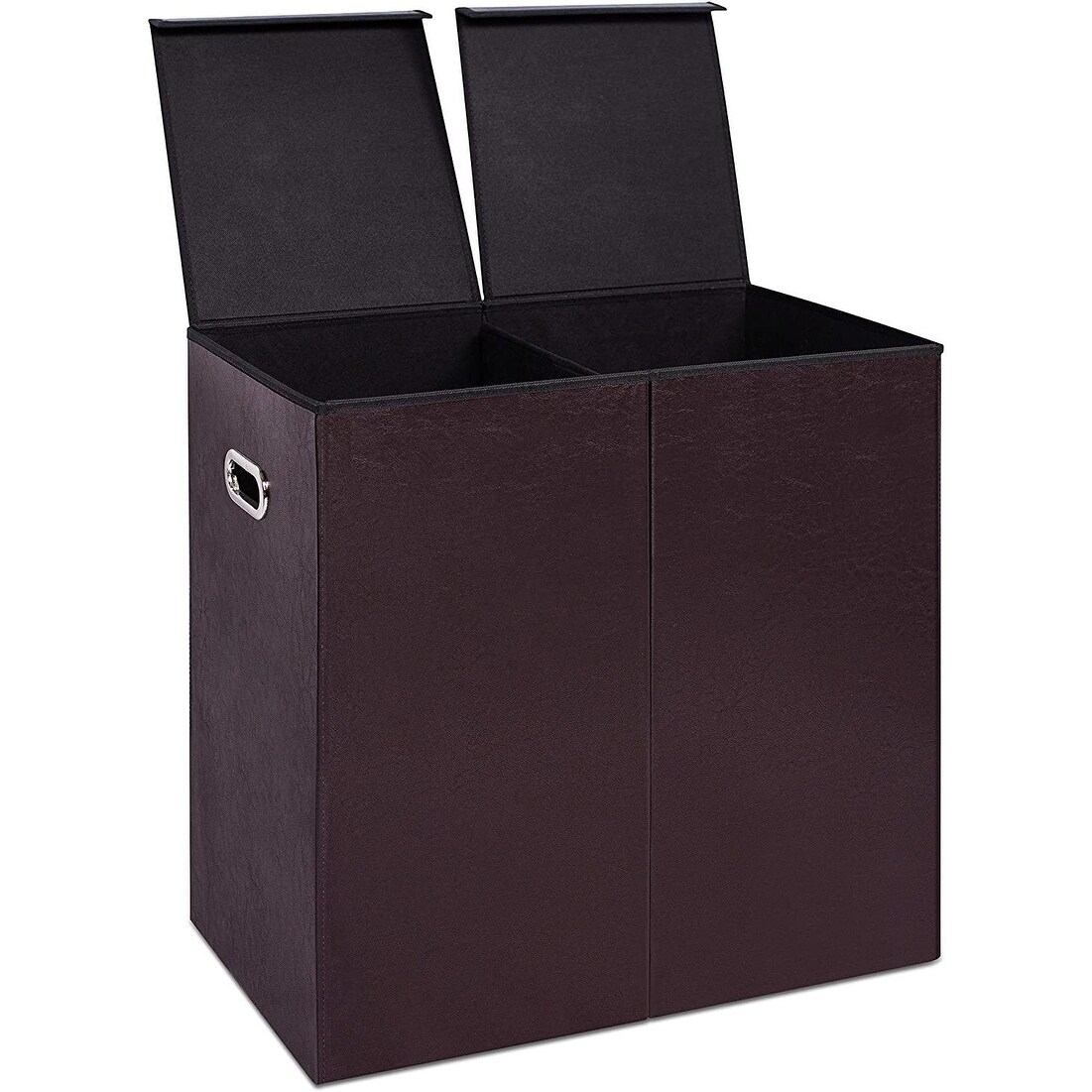 Best Double Faux Leather Laundry Hamper with Lid Double