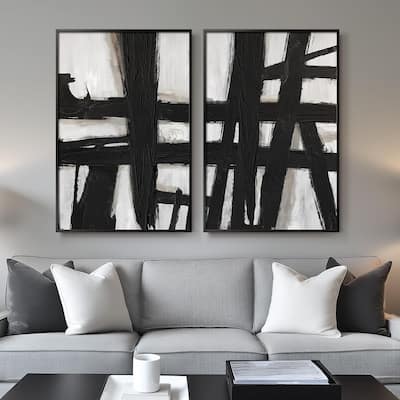 Framed Black and White Abstract Wall Art