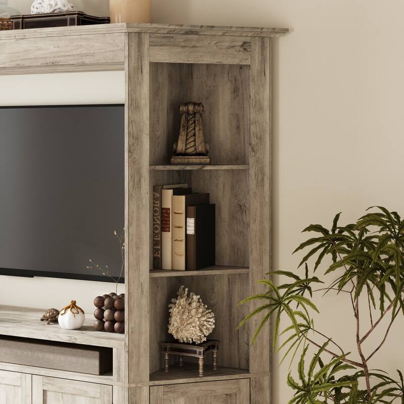 Entertainment Center for 70 Inch TV, Large Media Console with Storage Cabinets Farmhouse TV Wall Unit