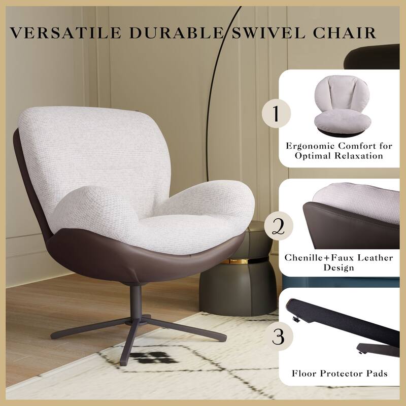 Modern Chenille 360° Swivel Office Chair with Metal Base Frame