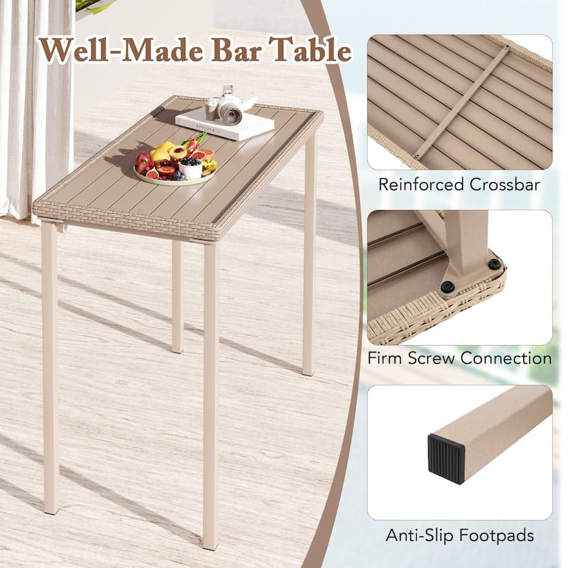 Gymax 3 Pieces Patio Bar Table Set Outdoor Bar Height Table & 2