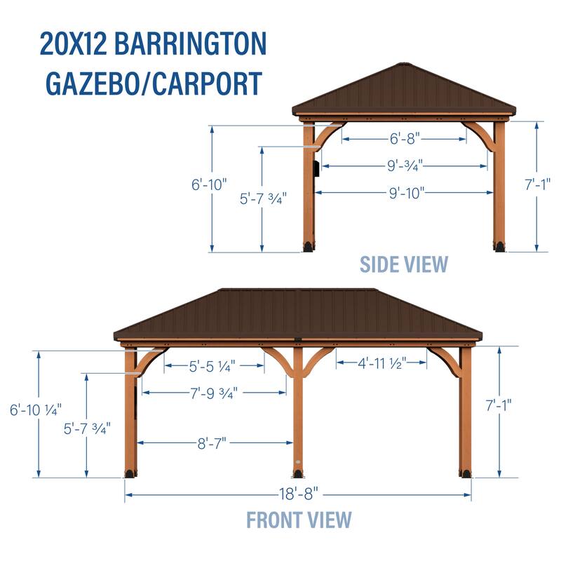 Backyard Discovery Barrington 20x12' Cedar Wood Gazebo with Steel Roof