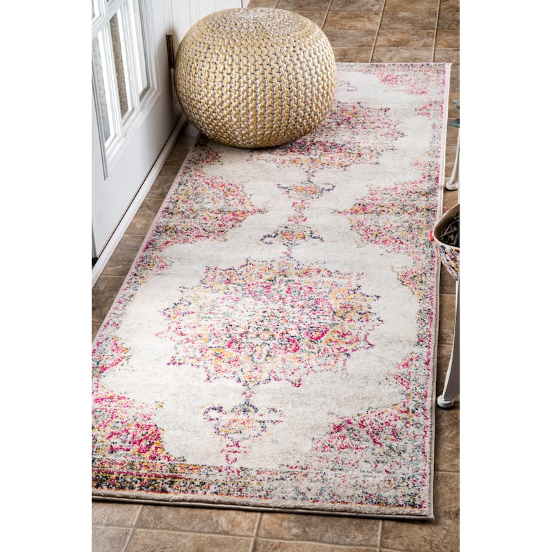 Nuloom Vintage Persian Medallion Faded Area Rug - 2'8" x 8' Runner - Pink - Runner
