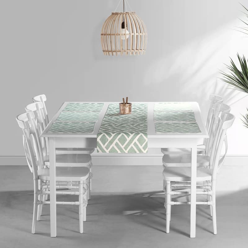 Exclusive Fabrics Martinique Printed Cotton Table Runner & Placemats - Martinique Aqua