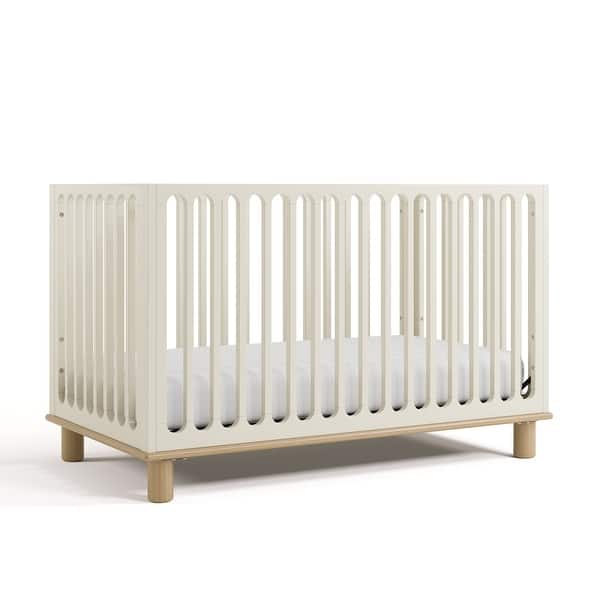 slide 2 of 30, Storkcraft Sicily Deluxe 3-in-1 Convertible Crib with Bonus Toddler Guardrail Frosted Oat/Driftwood