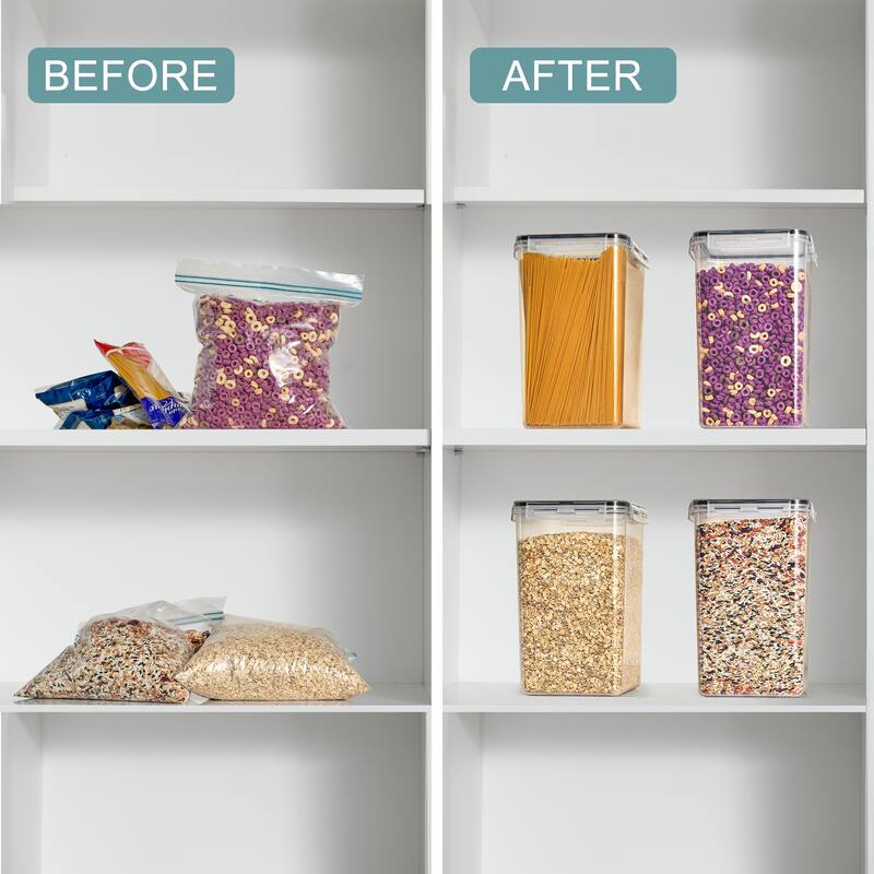 Sorbus Airtight Food Storage Containers with Locking Lids, Measuring Spoons & Labels - 4 Pack (6.5L/219.79 Oz)