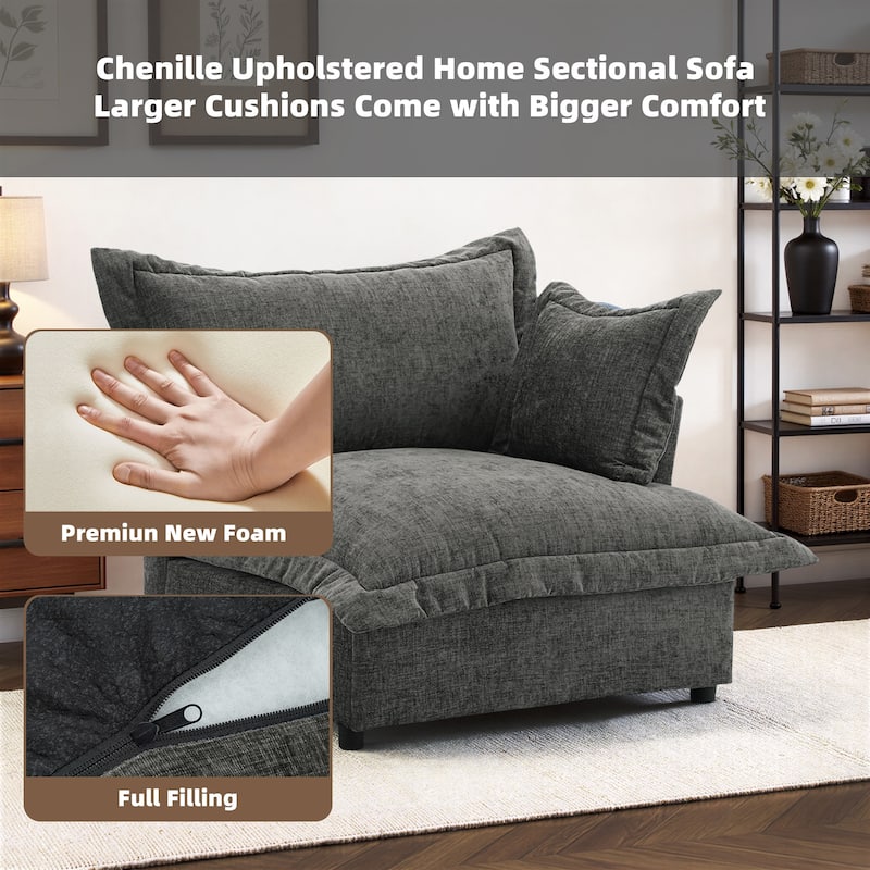 Double Layer Cushion Comfy Cloud Modular Sectional Sofa Couch Ottoman