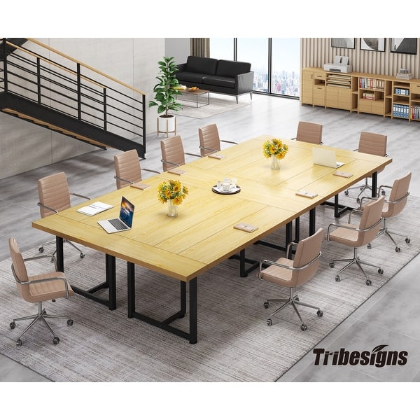 63" Conference Table With Iron Legs - Rectangular Office Meeting Table, Adjustable Feet, Dark Brown