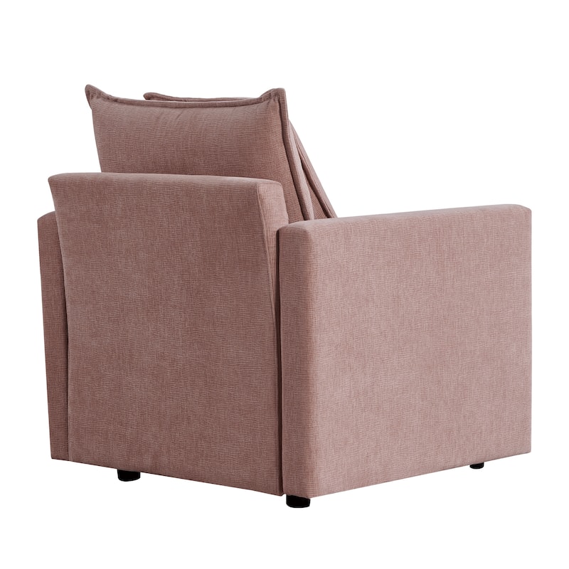 Chenille Fabric Comfy Deep Single Seat Sofa Upholstered Reading Armchair Living Room