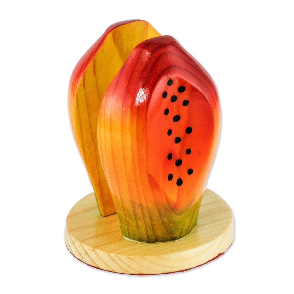 Novica Handmade Luscious Papaya Wood Napkin Holder