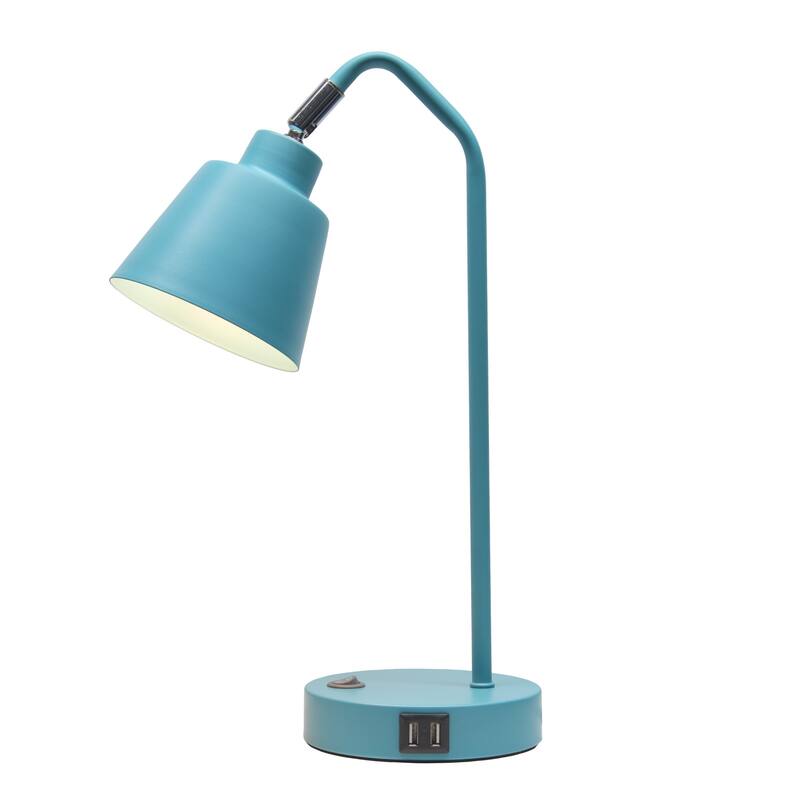 Adjustable Desk Task Lamp With Dual USB Ports - 16" - Blue