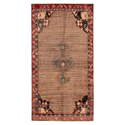 ECARPETGALLERY Hand-knotted Anatolian Vintage Light Brown Wool Rug - 4' 7" x 8' 8"