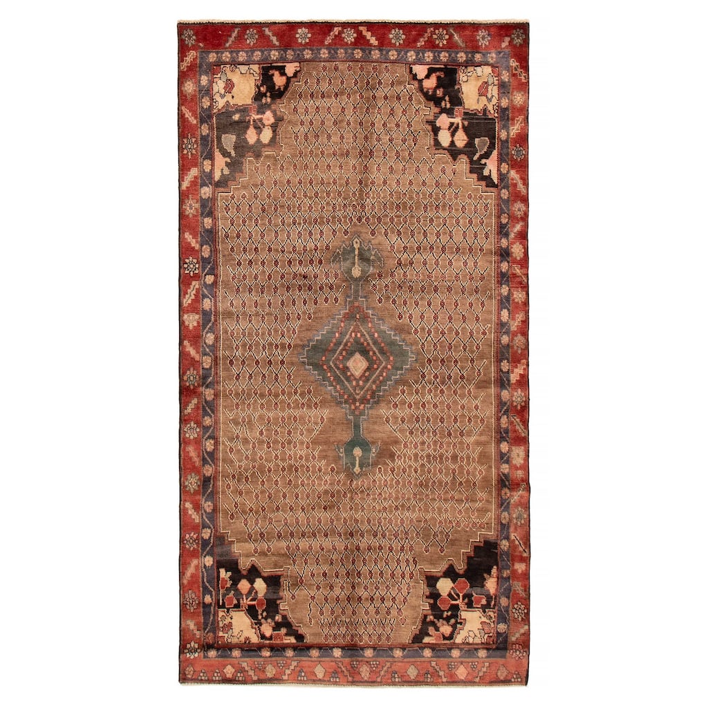 ECARPETGALLERY Hand-knotted Anatolian Vintage Light Brown Wool Rug - 4' 7" x 8' 8"