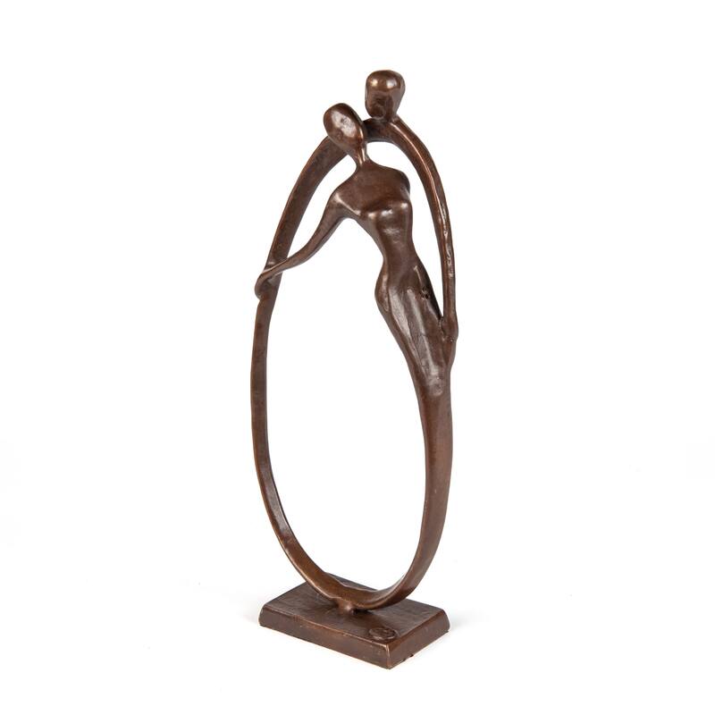 Handcrafted Circle of Love Man and Woman Figurine - 9" - Bronze
