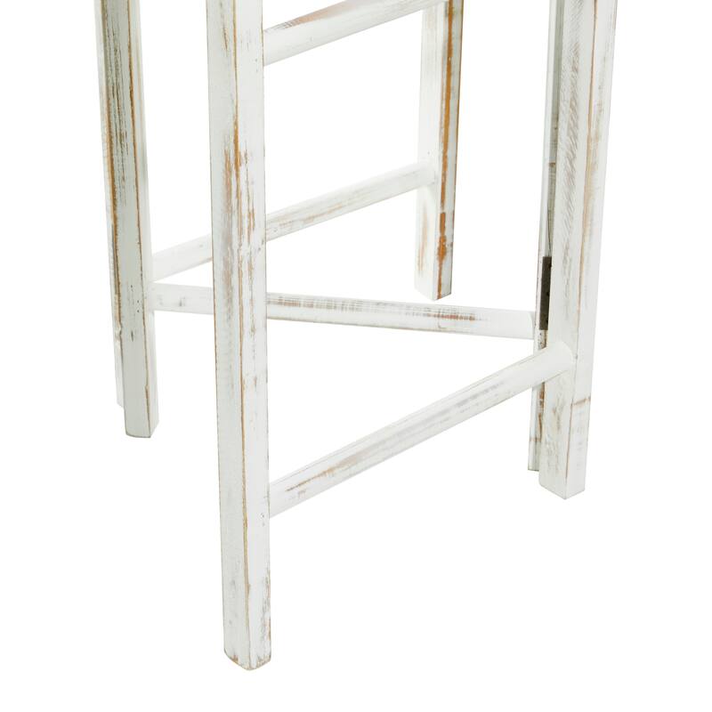 Wood Ladder 15 Rung Ladder with 3 Panels - White - Roche River Decor - 2"Wx48"Lx71"H