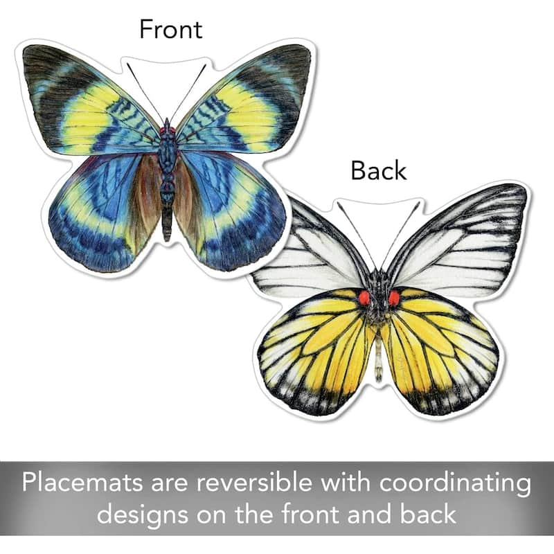 CounterArt Butterfly Shaped Reversible Easy Care Set of Two Placemats, Made in The USA