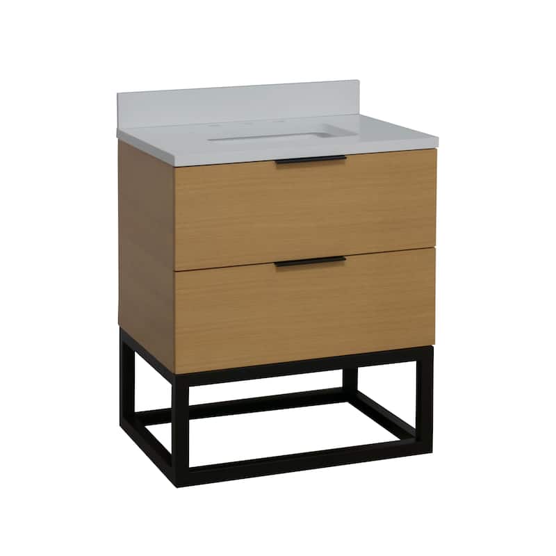 KitchenBathCollection Mia 30" Bathroom Vanity with Matte White Top
