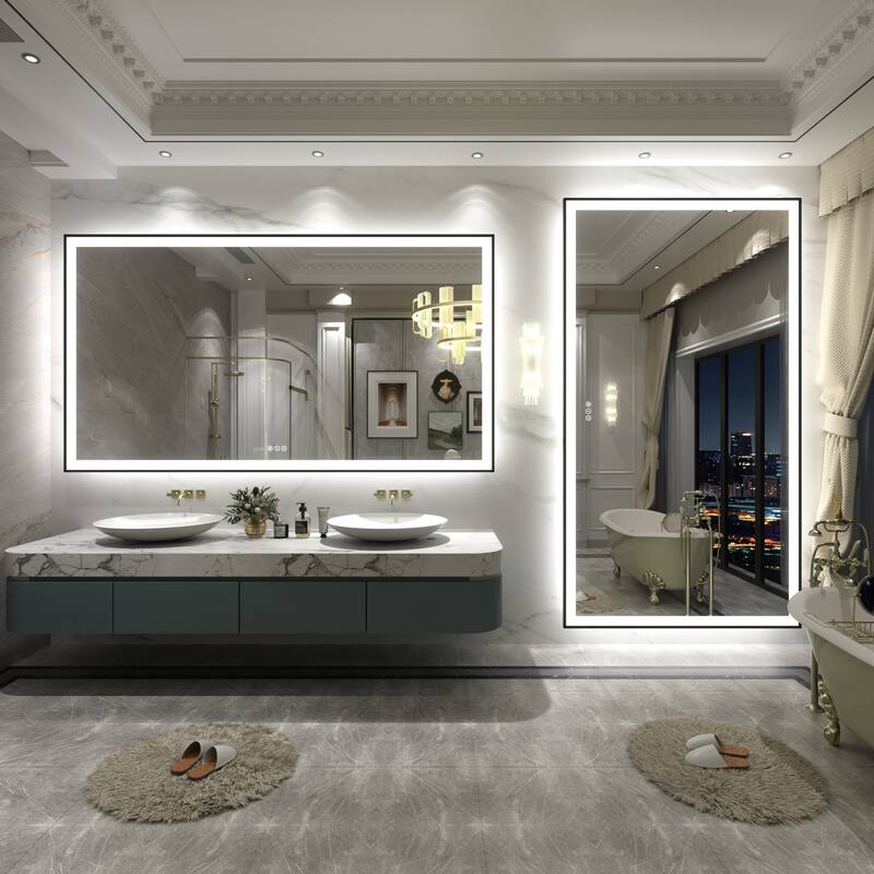 Front & Back LED Anti-Fog Tempered Glass Framed Bathroom/Vanity Mirror 3-Year Warranty