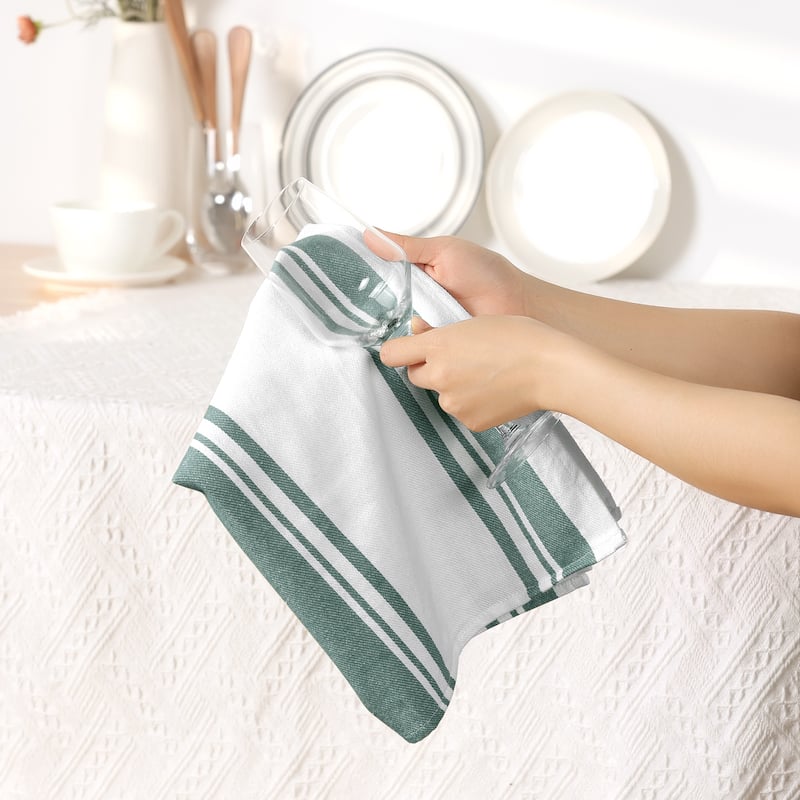 28 x 20 Inch Stripe Kitchen Towels Decor Cotton Tea Dish Towels Soft & Absorbent Linen Tea Towels