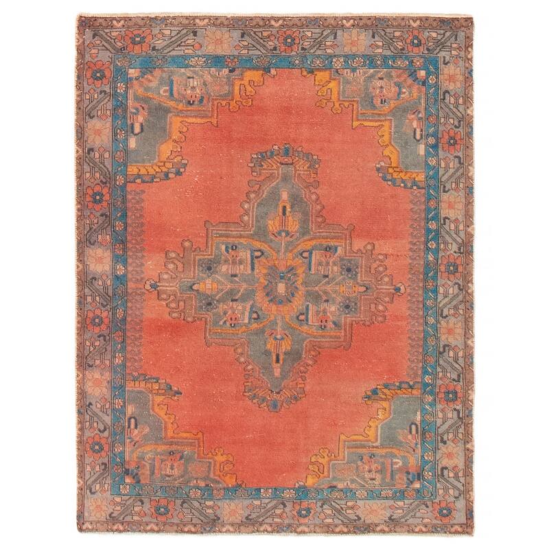 ECARPETGALLERY Hand-knotted Anatolian Vintage Copper Wool Rug - 3'6 x 4'10 - Dark Copper - 3'6 x 4'10