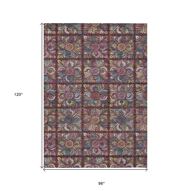 HomeRoots Medallion Transitional Rectangle Outdoor Rug