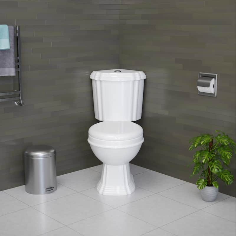 Sheffield White Ceramic Corner 2-Piece Round Toilet Dual Flush with Slow Close Seat