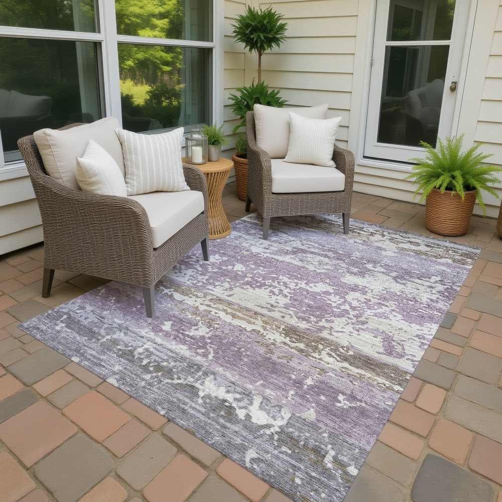 Machine Washable Indoor/ Outdoor Vintage Ombre Chantille Rug