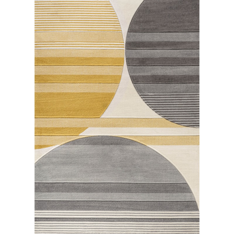 JONATHAN Y Geo Striped Circles Area Rug - 5 X 8