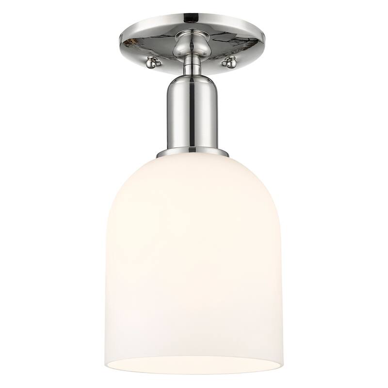 Innovations Lighting Endless Possibilities Arcadia - Bella - 1 Light 6" Semi-Flush Mount - Polished Nickel/White