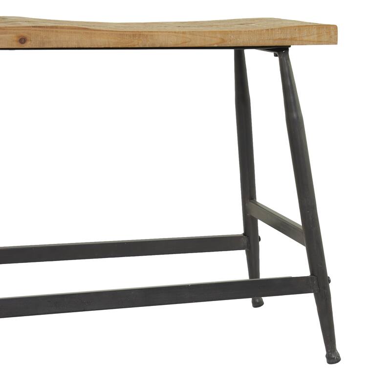 Metal Slim Home Bench - Brown - Roche River Decor