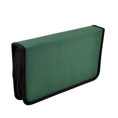 Zipper Closure Nylon Portable Disc CD DVD Storage Organizer Holder - Black,Green - 11.2" x 6" x 2"(L*W*T)