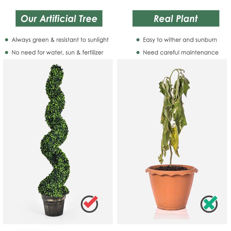 Costway 2 Pack 4FT Artificial Spiral Boxwood Topiary Tree Indoor - See details