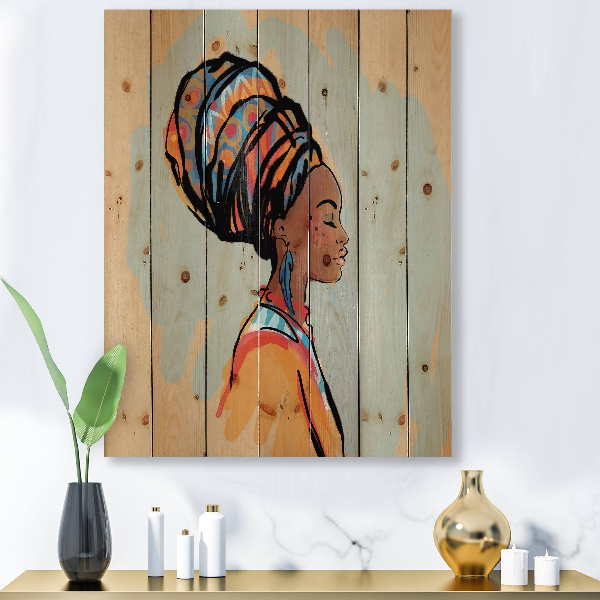 Designart 'Portrait of African American Woman With Turban III' Modern ...