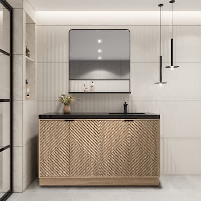 Milano 60" Freestanding Bathroom Vanity with Right Black Acrylic Sink