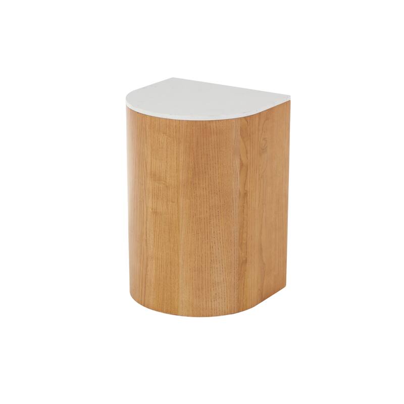 Wood Cutout Arch Accent Table with White Marble Tabletop - Brown or Black - Roche River Decor